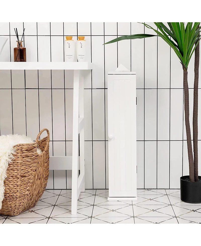 Volenca Freestanding Toilet Paper Holder Stand with 4 Shelves and Top Slot