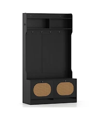 Slickblue Entryway 4-in-1 Hall Tree with Coat Rack and Flip Drawers