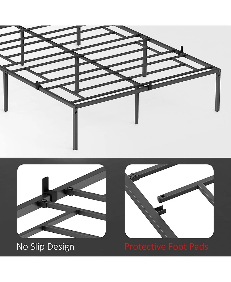 gaomon 12 Inch Full Metal Bed Frame with Storage Space, Heavy-Duty Mattress Foundation with Stoppers, No Box Spring, Noise-Free, Black