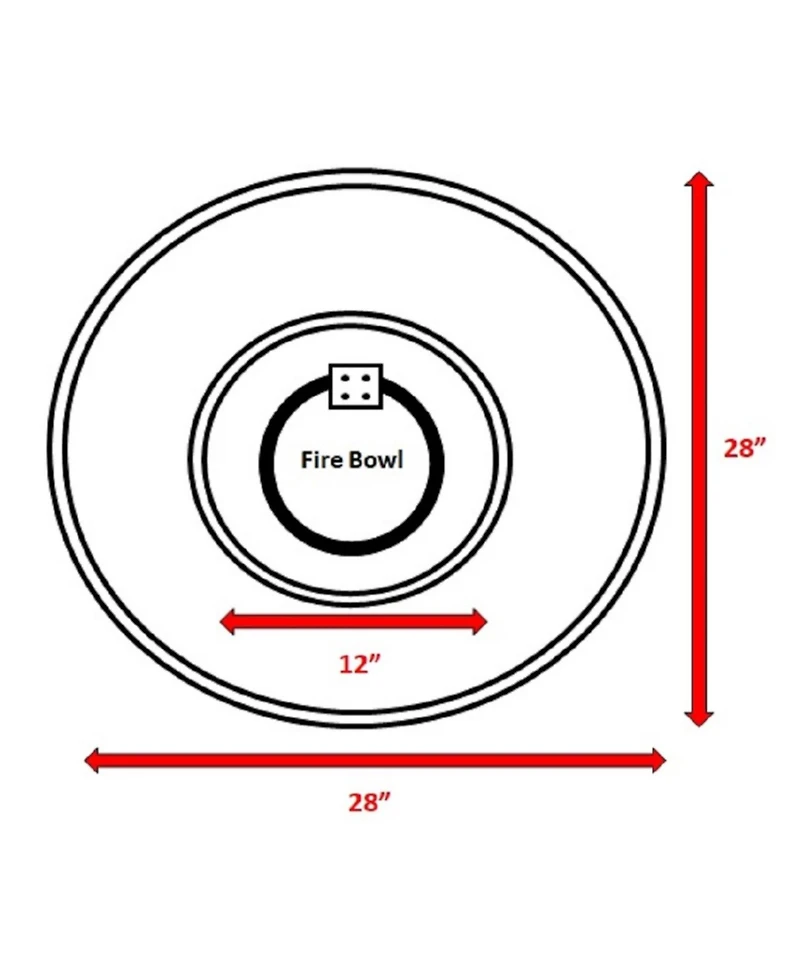Flynama 28 Inch W 9 Inch H Fiber Reinforced Concrete Outdoor Fire Pit 40000 Btu Stainless Steel Burning Area