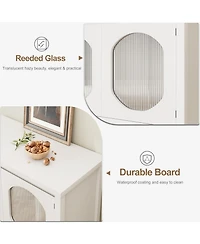 gaomon Buffet Storage Cabinet Wood 35.4" Sideboard Buffet Cabinet with Adjustable Shelf & Glass Doors Accent Cabinet Farmhouse Kitchen Storage Ca