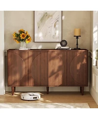 Tribesigns Modern Sideboard Buffet Table with Doors,59-Inch Buffet Cabinet Sideboard with Storage, for Living Room, Dining Room (Walnut)