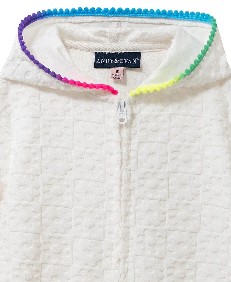 Andy & Evan Girls' 2T-5 Hooded Zipper Front Floral Cover-Up