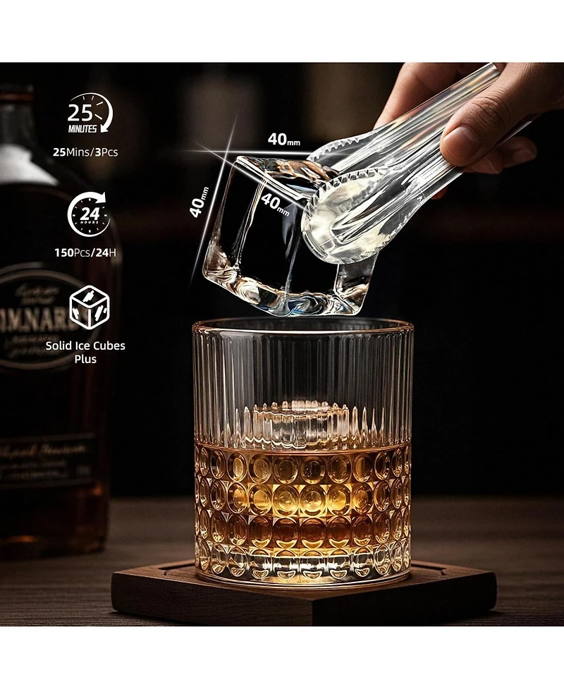 Cowsar Clear Ice Cube Maker, 3 Ice Cubes in 25 Min, for Whiskey
