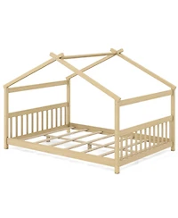 Slickblue Montessori Full Floor Bed with House Frame and Headboard