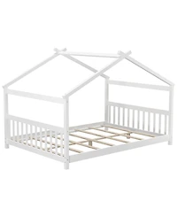 Slickblue Montessori Full Floor Bed with House Frame and Headboard