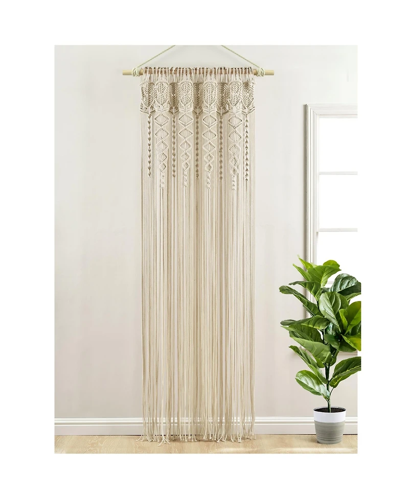 Lush Decor Boho Macrame Textured Cotton Window Curtain Panel Single 40"W x 84"L Neutral