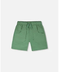 Deux par Baby Boys Parachute Shorts with Patch Pockets Green