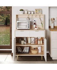 "Gaomon Fluted Sideboard Buffet Cabinet with Storage, Modern Coffee Bar Cabinet with Adjustable Shelves & 2 Drawers, Wood Console for Kitchen