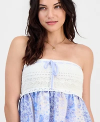 Madden Girl Juniors' Printed Peplum Sweater Tube Top