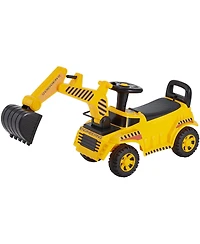Sugift Excavator Ride-On Push Car with Realistic Sounds, Helmet & Music