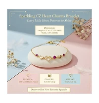 GiGiGirl Dazzling Cubic Zirconia Hearts Bracelet 14K Gold Plated