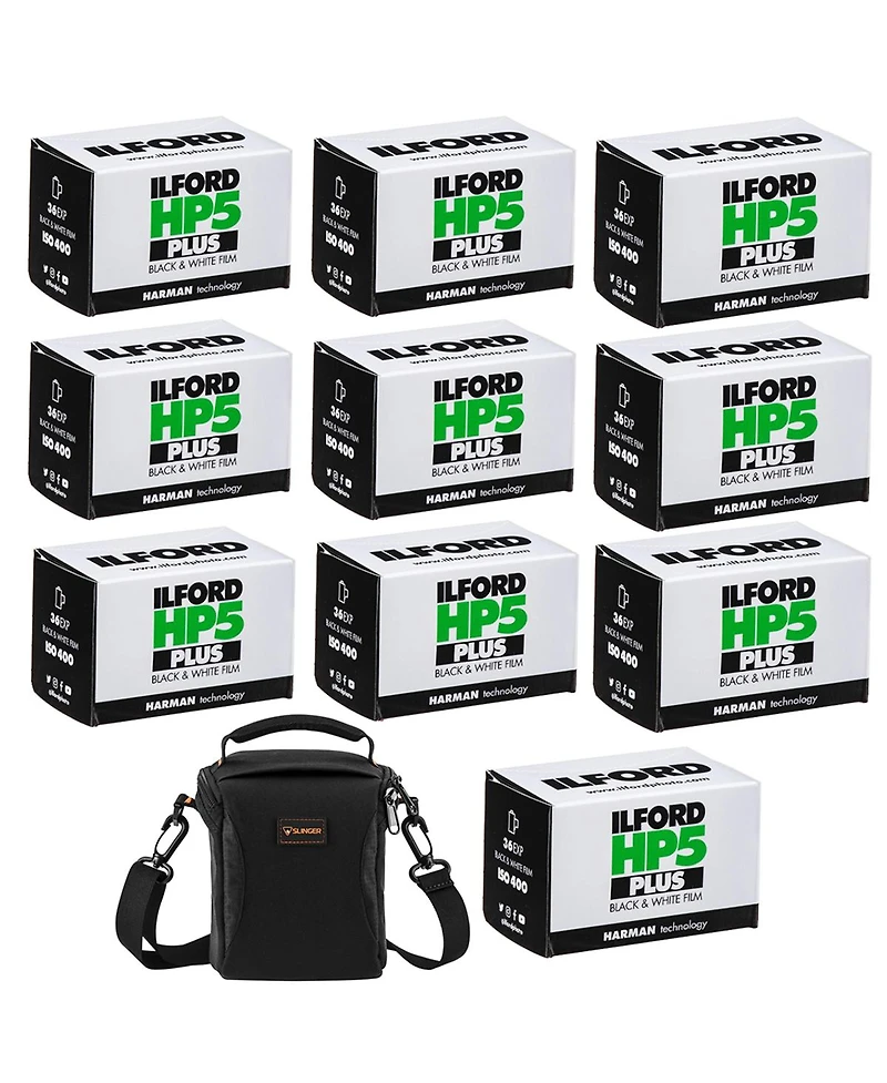 Ilford Hp-5 Plus 35mm Black and White Negative Roll Film, 10-Pack with Shoulder Bag