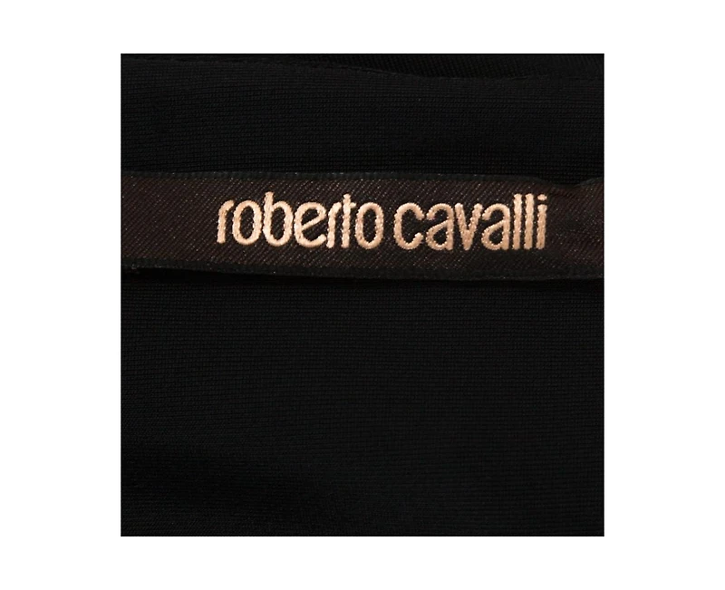 Pre-Owned Roberto Cavalli Women's Multicolor Stretch Jersey Draped V Neck Maxi Dress