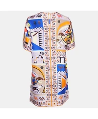 Pre-Owned Emilio Pucci Women's Multicolor Printed Silk Shift Mini Dress
