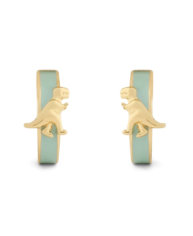 Coach Light Green Signature Rexy Enamel Huggie Earrings