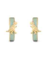 Coach Light Green Signature Rexy Enamel Huggie Earrings