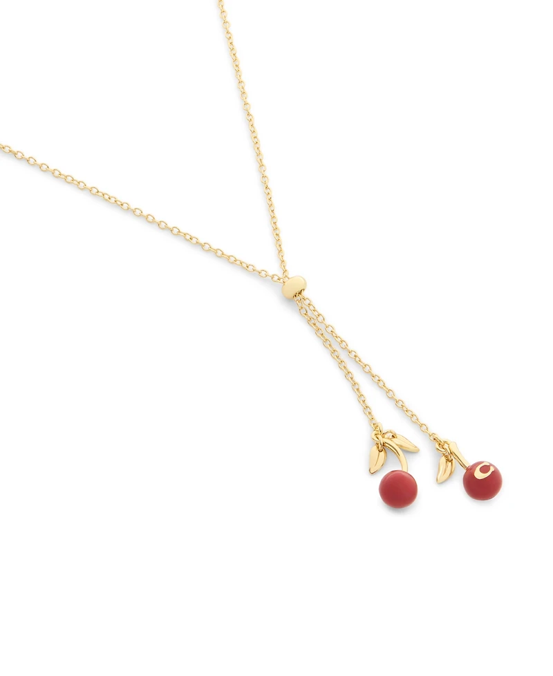 Coach Red Signature C Cherry Slider Necklace