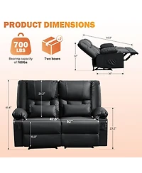 Clihome Recliner Loveseat with Massage and Heating for Living Room, Love Seat Manual Oversized Recliner with Cup Holders