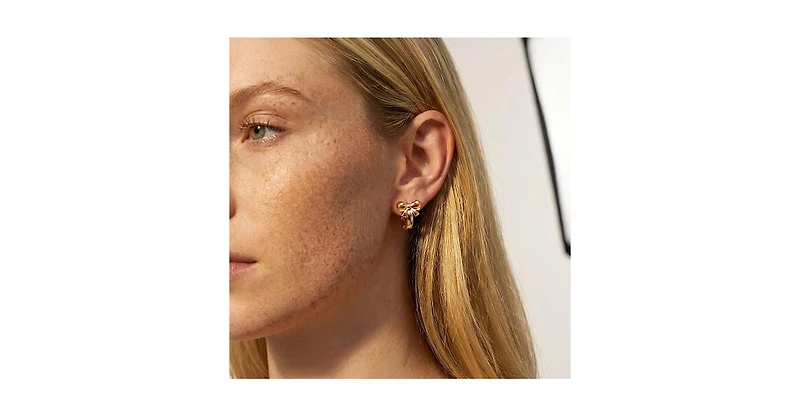 Joey Baby Gold-Tone Brass Bow Hoop Earrings