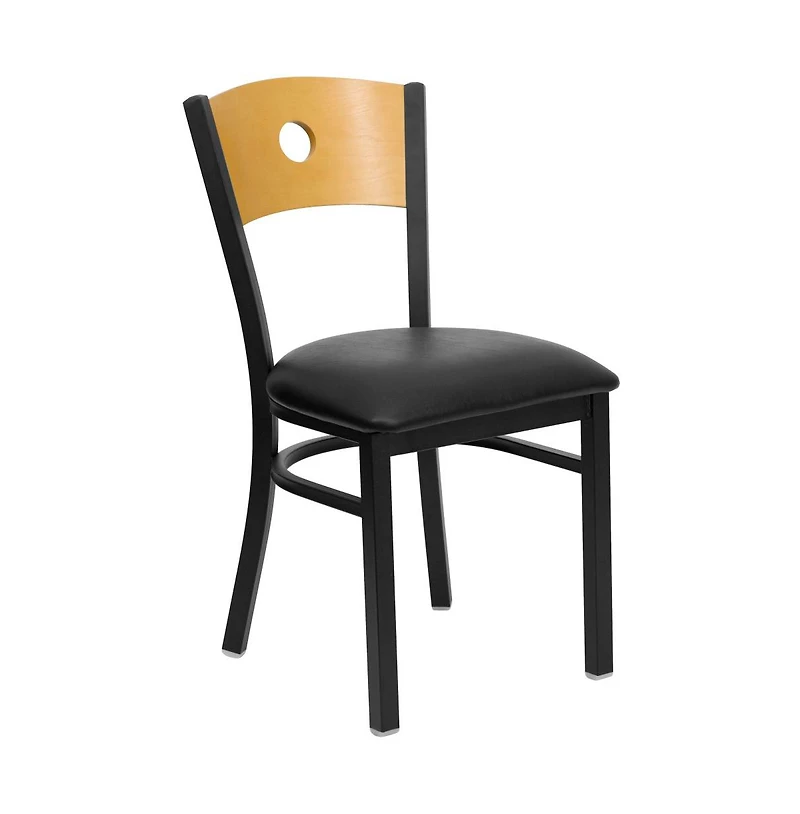 Emma+Oliver Wood Circle Back Metal Restaurant Dining Chair