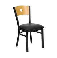 Emma+Oliver Wood Circle Back Metal Restaurant Dining Chair