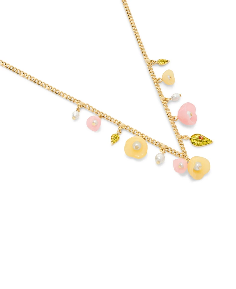 Coach Faux Stone Floral Statement Bib Necklace