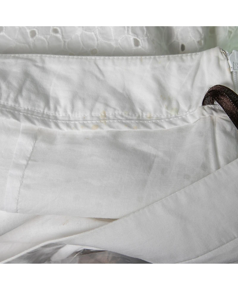Pre-Owned Roberto Cavalli Women's White Broderie Anglaise Cotton Lace Paneled Mini Skirt