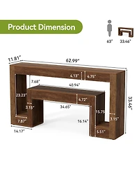 Tribesigns 63-Inch Long Console Table with 2-Tier Shelf,Wood Farmhouse Sofa Table Behind The Couch,Narrow Sofa Table, Rustic Brown