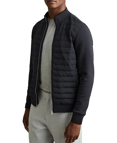 Reiss Men's Hybrid Quilt and Interlock Zip Jacket