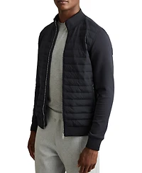Reiss Men's Hybrid Quilt and Interlock Zip Jacket