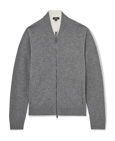 Reiss Men's Merino-Wool Zipped Bomber Cardigan