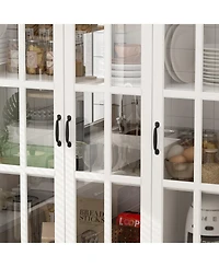 Homsee White Wooden Storage Cabinet Sideboard with 4 Drawers and 3-Tier of Shelf