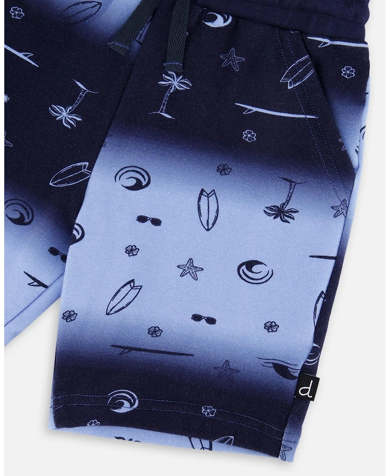 Deux par Baby Boys French Terry Shorts Blue Gradient