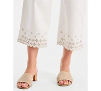 Style & Co Petite Wide-Leg Embroidered Scallop High-Rise Cropped Jeans, Macy's Exclusive