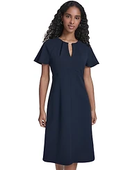 Tommy Hilfiger Women's Key-Hole Neck Midi Dress