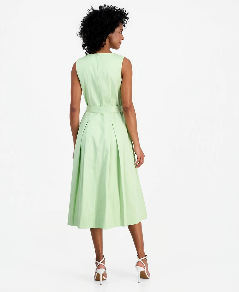 Anne Klein Women's Paneled-Bodice Belted Midi Dress