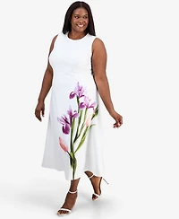 Anne Klein Plus Placed-Print Scuba Midi Dress
