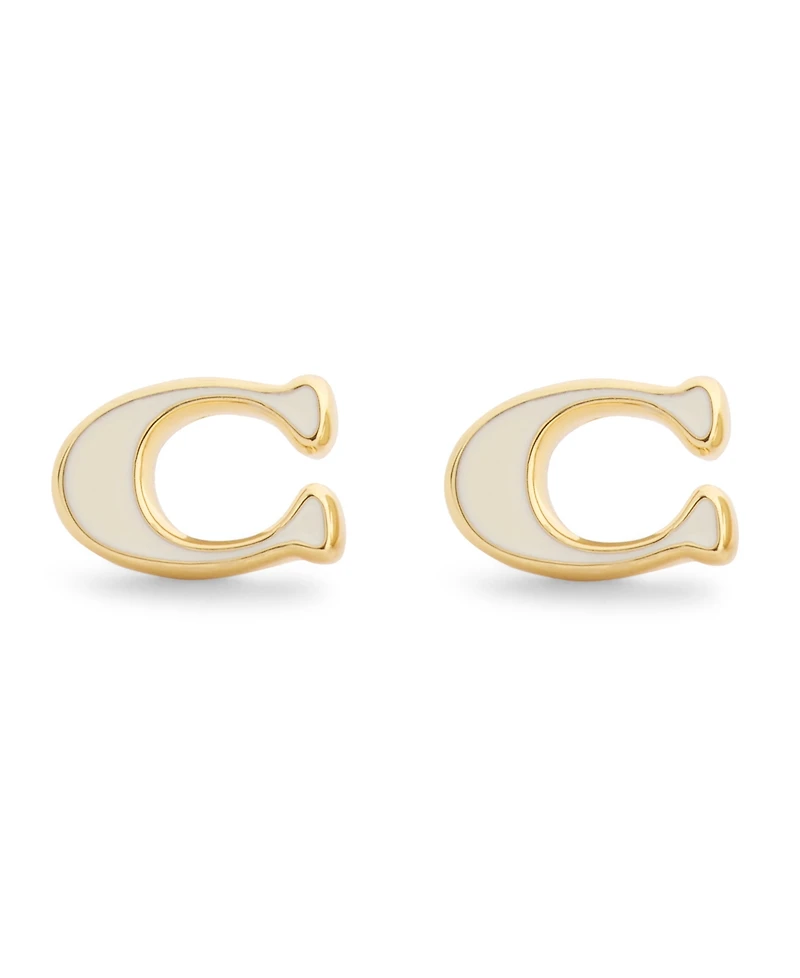 Coach Black Signature C Enamel Stud Earrings