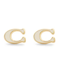 Coach Black Signature C Enamel Stud Earrings