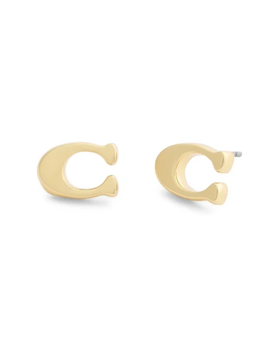 Coach Gold Signature C Stud Earrings