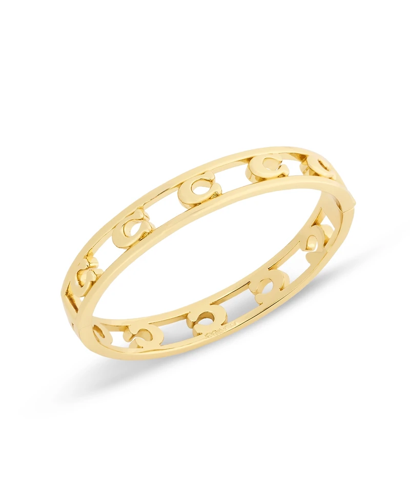 Coach Rhodium Signature C Openwork Bangle Bracelet