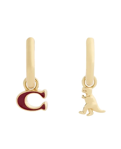 Coach Burgundy Signature C Rexy Mismatch Earrings