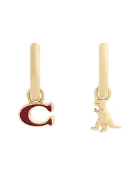 Coach Burgundy Signature C Rexy Mismatch Earrings