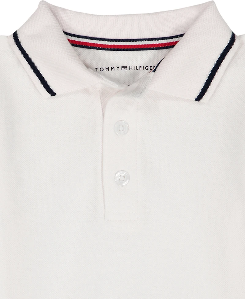 Tommy Hilfiger Baby Boys' Polo Collared T-Shirt and Seersucker Stripe Shortalls, 2-Piece Set