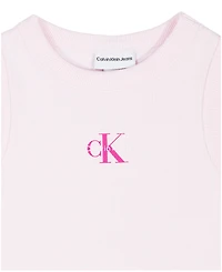 Calvin Klein Baby Girls' Shirred Bodysuit & Flared Denim Skirt