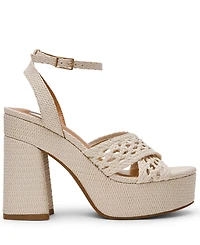 Dv Dolce Vita Women's Whisora Crossband Raffia Woven Platform Dress Sandals