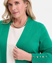 Jm Collection Plus Open-Front Long-Sleeve Cardigan