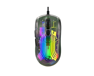 Risokeys Transparent Wired Gaming Mouse, 12800 Dpi Adjustable, Rgb Backlight, Ergonomic Lightweight Mouse for Gamers & Office Workers