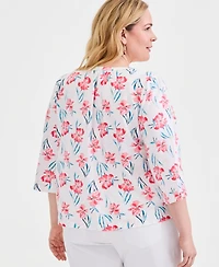 Style & Co Plus Printed Top, Macy's Exclusive